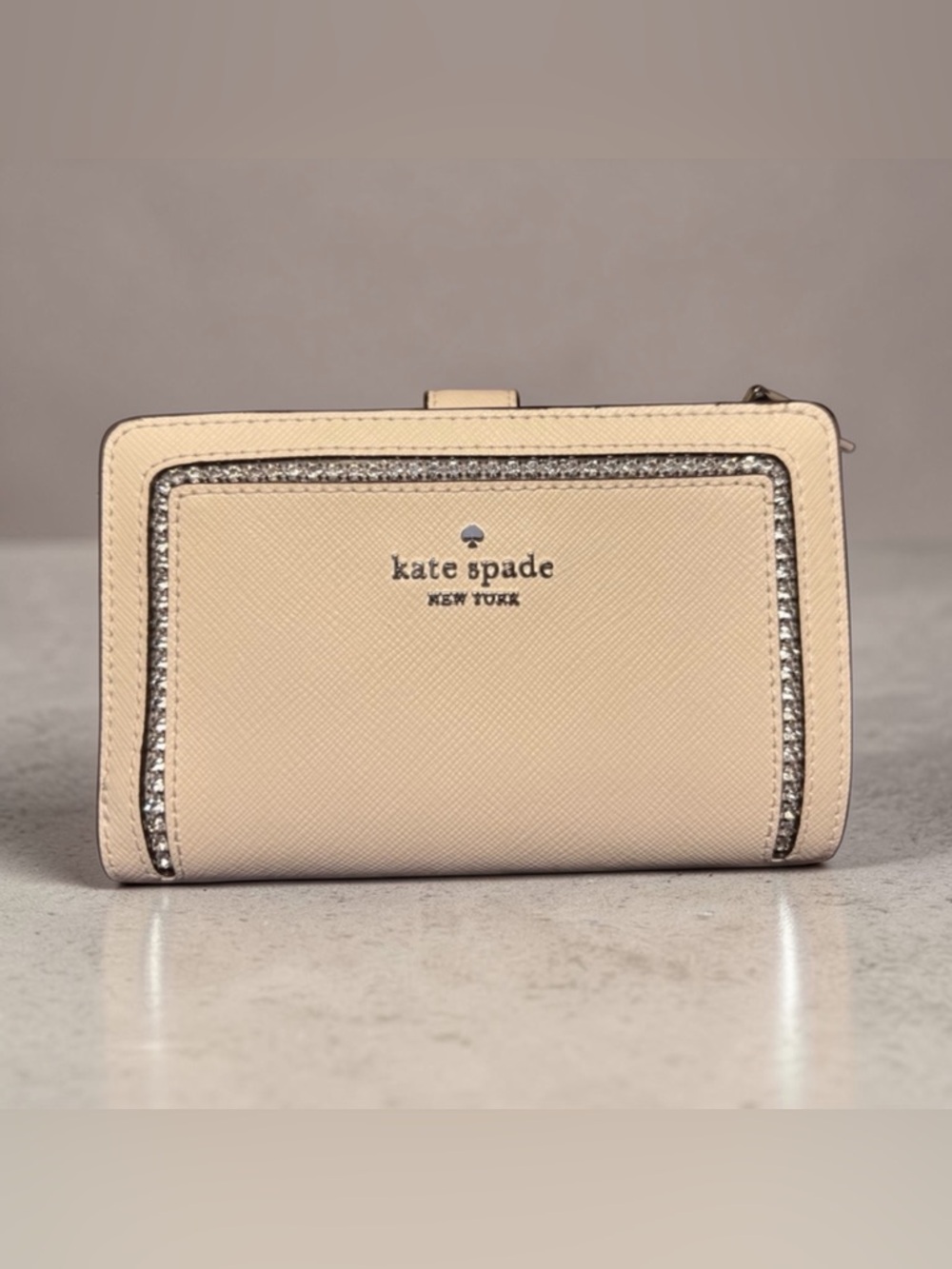 Kate Spade Meringue Madison Wallet with Silver Rhinestone Accents